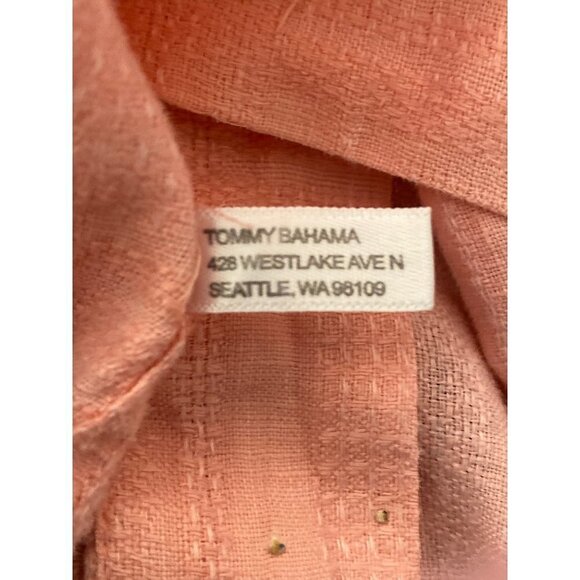 Tommy Bahama Pink Linen Hotel Tango Button Down Short Sleeved Shirt Size M - Picture 8 of 10